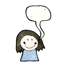 child's drawing of a woman with speech bubble N3