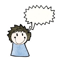 child's drawing of a woman with speech bubble N4
