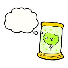cartoon brain floating in jar N3