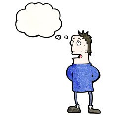 cartoon man with thought bubble N67