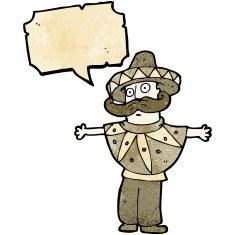 cartoon man in mexican poncho costume N2