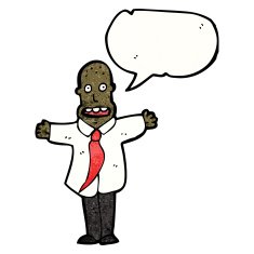 cartoon bald office man talking N2