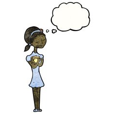 cartoon girl with thought bubble N35