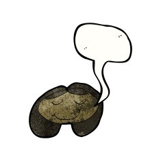 cartoon child's drawing of a girl with speech bubble N2