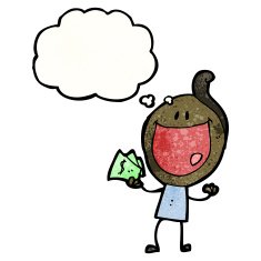 cartoon happy man with handful of cash N4