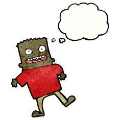 cartoon boy with thought bubble N29