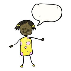 cartoon girl with speech bubble N34