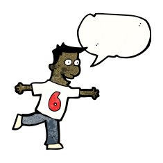 cartoon man in number six shirt N5