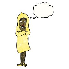cartoon woman in raincoat N2