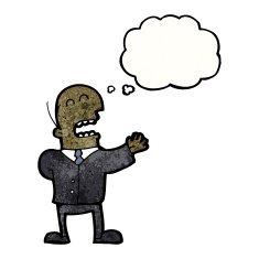 cartoon bald man with thought bubble N10