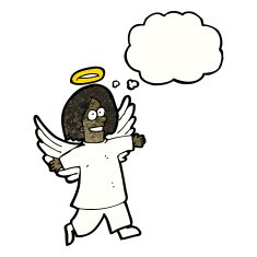 cartoon angel with thought bubble N5