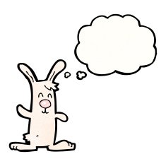 cartoon rabbit with thought bubble N116