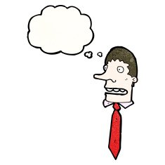 cartoon businessman's head with thought bubble N3