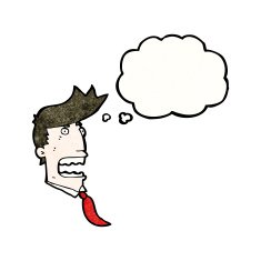 cartoon businessman's head with thought bubble N4