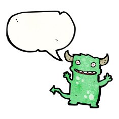 cartoon little devil with speech bubble N33