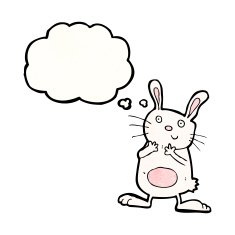 cartoon rabbit with thought bubble N118