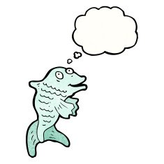 cartoon fish with thought bubble N113