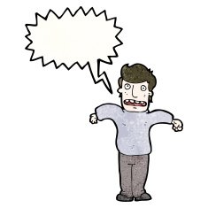 cartoon man with speech bubble shrugging shoulders N2