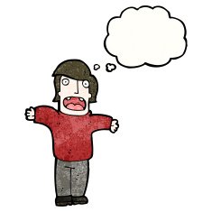 frightened man with thought bubble cartoon N4