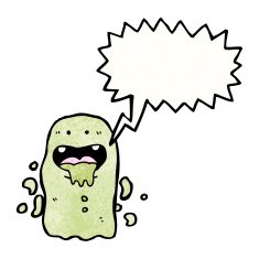 cartoon ghost with speech bubble N41