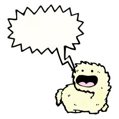 friendly cartoon monster with speech bubble N2