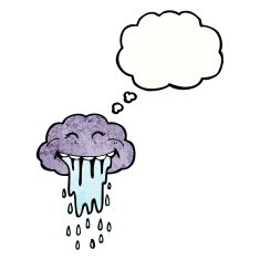 Cartoon Raincloud With Thought Bubble N12