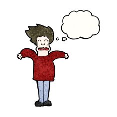 frightened man with thought bubble cartoon N5