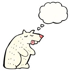 cartoon polar bear with thought bubble N58