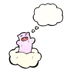 cartoon little bear on cloud N10