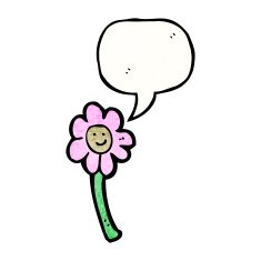 cartoon flower with speech bubble N74