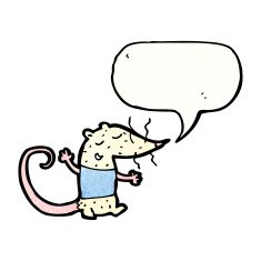 cartoon white mouse with speech bubble N18