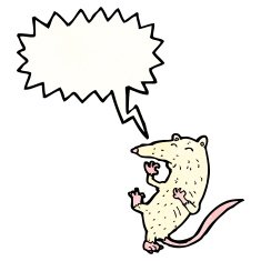 cartoon white mouse with speech bubble N21
