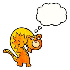 cartoon tiger with thought bubble N9