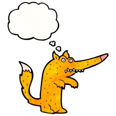 cartoon fox with thought bubble N31