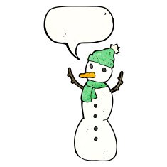 cartoon snowman with speech bubble N12