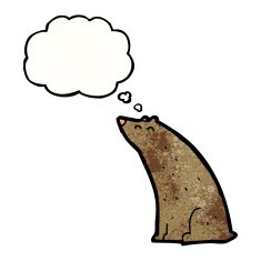 cartoon bear with thought bubble N39