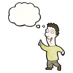 cartoon man with thought bubble N82
