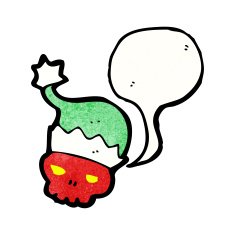 skull in christmas hat cartoon N2