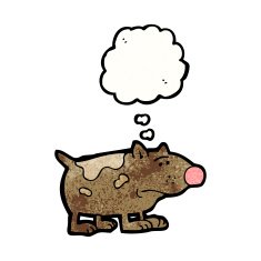 cartoon dog with thought bubble N50