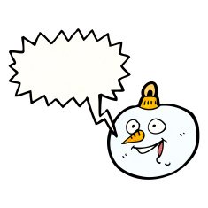 cartoon snowman christmas bauble with speech bubble N2
