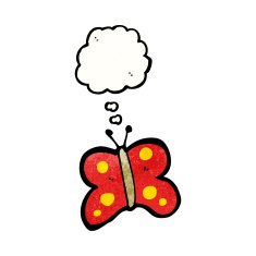 cartoon butterfly with thought bubble N7