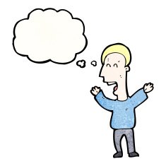 cartoon man with thought bubble N84