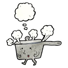 steaming hot pan cartoon N2