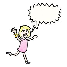 cartoon joyful woman shouting N2