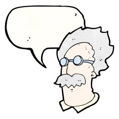 cartoon scientist head with speech bubble N2