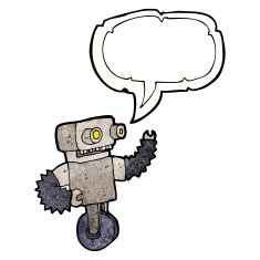 cartoon robot with speech bubble N238