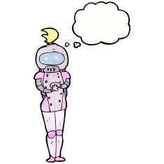 cartoon female astronaut N32