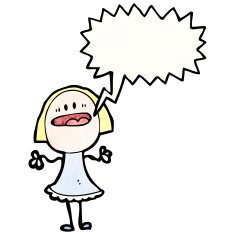 cartoon blond woman talking loudly N2
