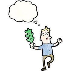 cartoon man with leaf dancing N2