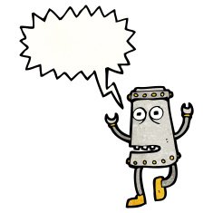 cartoon funny robot with speech bubble N110